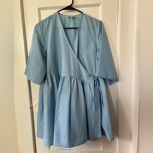 Ganni Light Blue Wrap Dress